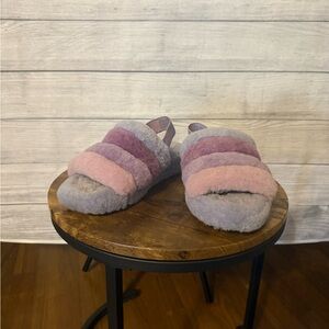 UGG Pink and Purple Fuzzy Slippers